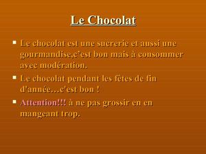 Exposé chocolat