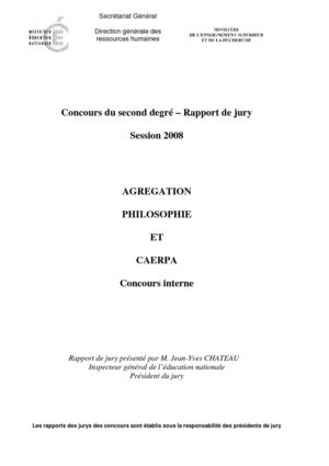 Agrégation interne de philosophie, Rapports de jury, sesion 2003, 2005, 2006, 2007, 2008