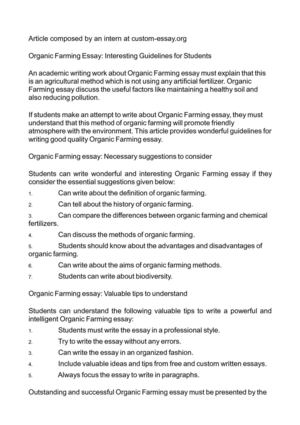 Argumentative Essay On Organic Farming