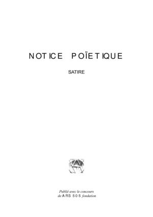 NOTICE POETIQUE