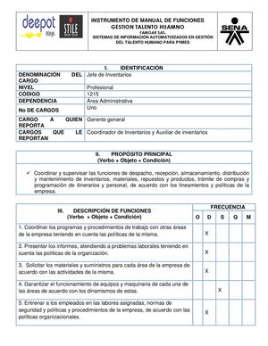 MANUAL DE FUNCIONES JEFE DE INVENTARIOS