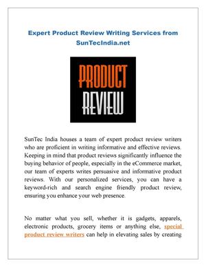 Expert Product Review Writing Services from SunTecIndia.net