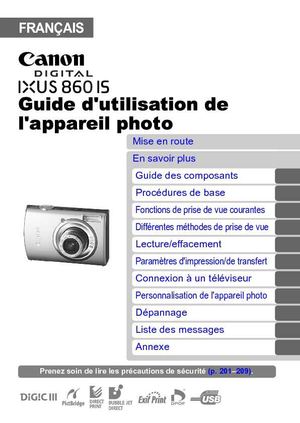 Canon - Ixus 860 IS - Guide de l'utilisateur