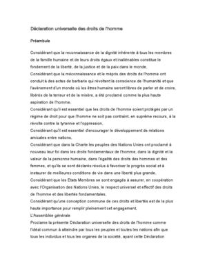La Déclaration Universelle des Droits de l'Homme