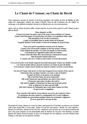Cantique des Cantiques: Chant de David