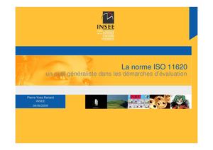 LA NORME ISO 11620 UN OUTIL GENERALISTE DANS LES DEMARCHES D EVALUATION