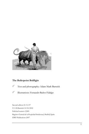 THE BULLETPOINT BULLFIGHT (By ADAM MARK BARWICK)