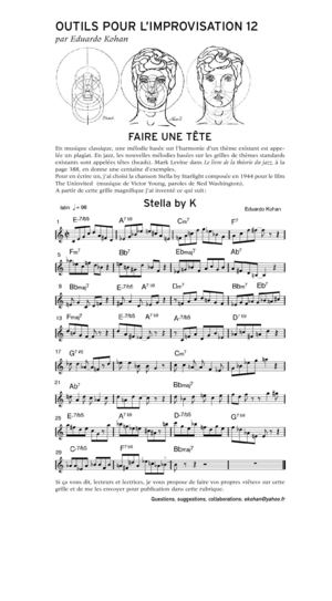 N 12 Faire une tête...En jazz, les nouvelles mélodies basées sur les grilles de thèmes standards existants sont appelées têtes ( heads )