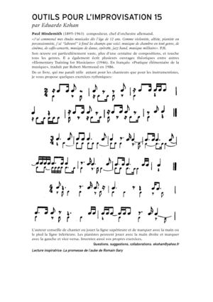 N 15 Exercices rythmiques du livre Elementary  Training for Musicians de  Paul Hindemith