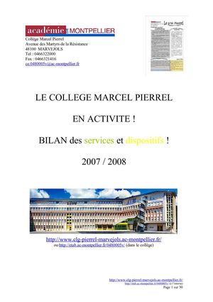 Bilan d'activités 2007 / 2008