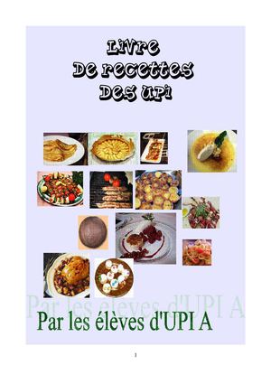 Livre de recettes UPI