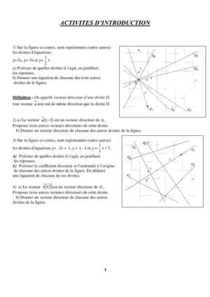 Activité d'introduction sur les équations de droites