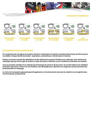 Catalogue accessoires pour aspirateurs, pour chariots, pour monobrosses et pour autolaveuses