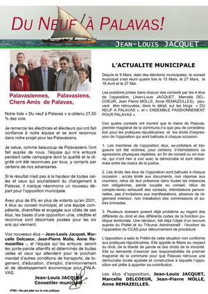 Le journal des élus d'opposition de Palavas-les-Flots