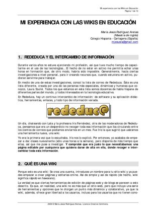 Mi experiencia con las Wikis en Educación