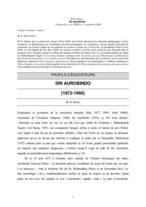 Grands penseurs en éducation- Sri Aurobindo