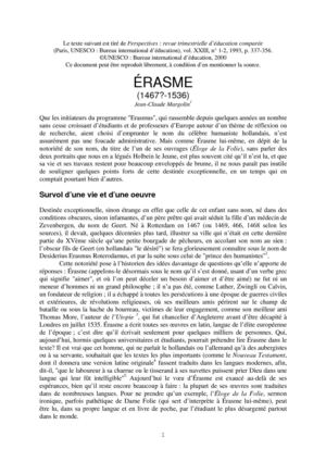 Grands penseurs en éducation- Érasme