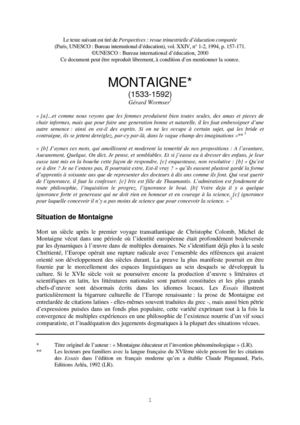 Grands penseurs en éducation- Michel de Montaigne