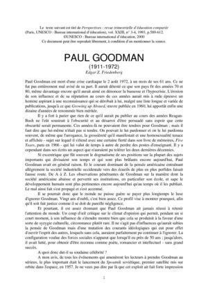 Grands penseurs en éducation- Paul Goodman