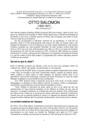 Grands penseurs en éducation- Otto Salomon