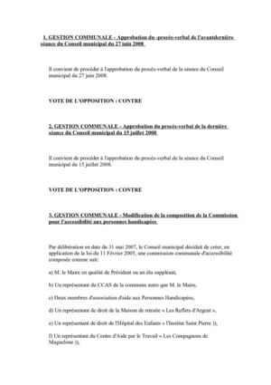 Compte-rendu du conseil municipal de Palavas du jeudi 31 juillet 2008