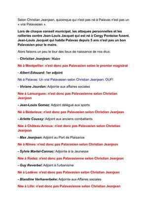 Mais où sont nés les élus de la majorité? Sont-ils vraiment Palavasien? 