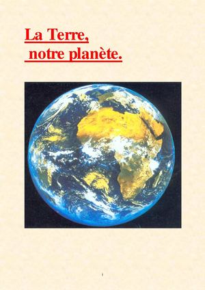 6ème - La terre, notre planète - cours