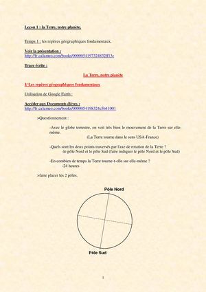 6ème - La Terre, notre planète- cours - I