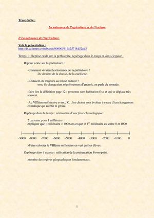 6ème - La naissance de l'agriculture et de l'écriture -cours - I