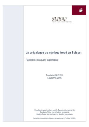 Etude de la Fondation Surgir sur la prévalence des mariages forcés en Suisse (décembre 2006)