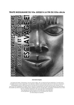 esclavage - TRAITE MUSULMANE DU VIIe JUSQU'A LA FIN DU XIXe siècle
