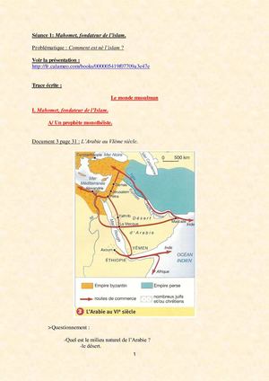 5ème - Le monde musulman - cours - I. A.