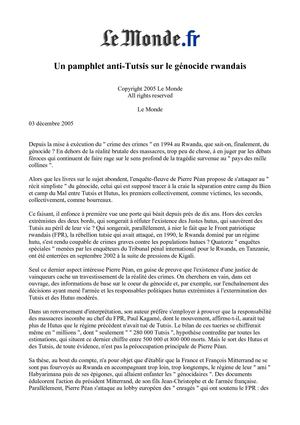 Un pamphlet anti-Tutsis sur le génocide rwandais - Le Monde -