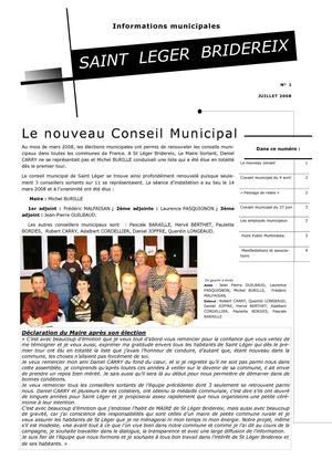 Bulletin municipal de la commune de  Saint Léger Bridereix N°1