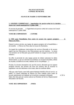Compte-rendu du conseil municipal du mardi 23 septembre 2008