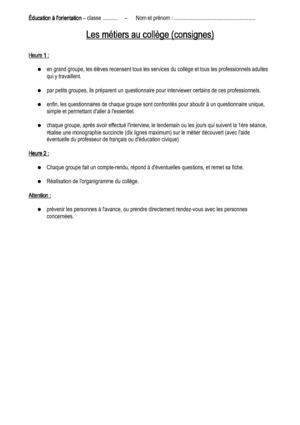 Education à l'orientation - 6ème