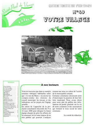 Bulletin Municipal n°49 1er trimestre 2008