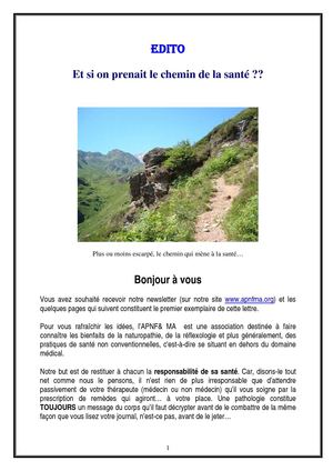 Et si on prenait le chemin de la santé ?
