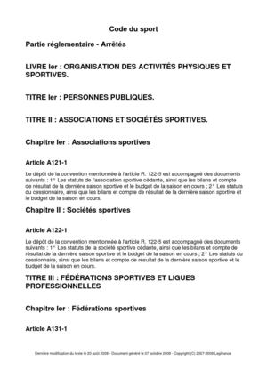 CODE DU SPORT-Partie réglementaire-Arrêtés