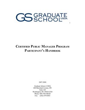 Graduate School, USDA Certified Public Manager (CPM) Handbook