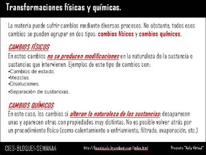 Cambios físicos y químicos en la materia