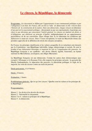 3ème - Le citoyen, la République, la démocratie - cours intégral
