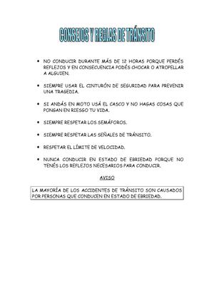 Consejos y reglas de tránsito