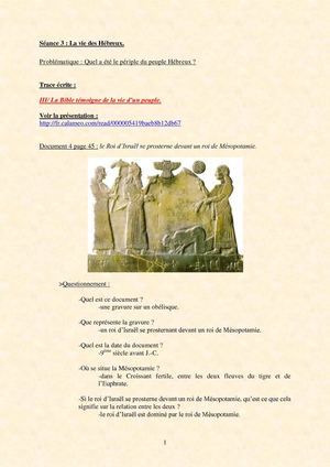 6ème - Le peuple de la Bible, les Hébreux - III.