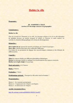 6ème - Habiter la ville - cours intégral