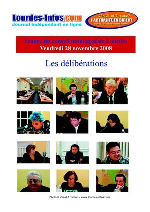 Conseil municipal de Lourdes : les délibérations du 28 novembre 2008