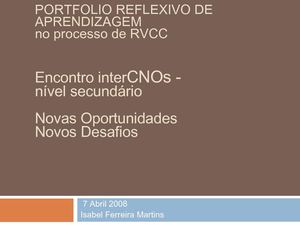 Notas sobre o Portfolio Reflexivo de Aprendizagem