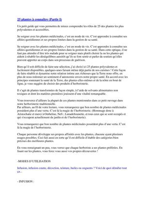 Les plantes aux RR