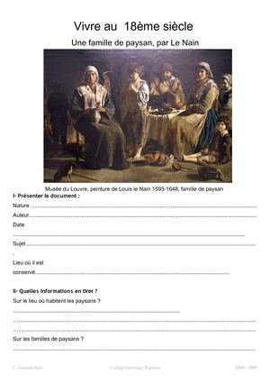 La peinture pour évoquer la vie au XVIIIème s.