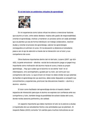 Rol del tutor virtual y la tecnología